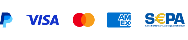 Wir unterstützen viele Zahlungsarten wie PayPal, Lastschrift oder Kreditkarte