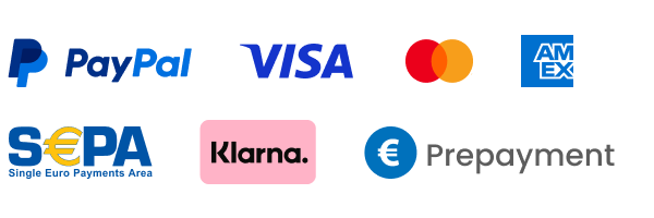 We accept payment methods like PayPal, Prepayment and credit cards